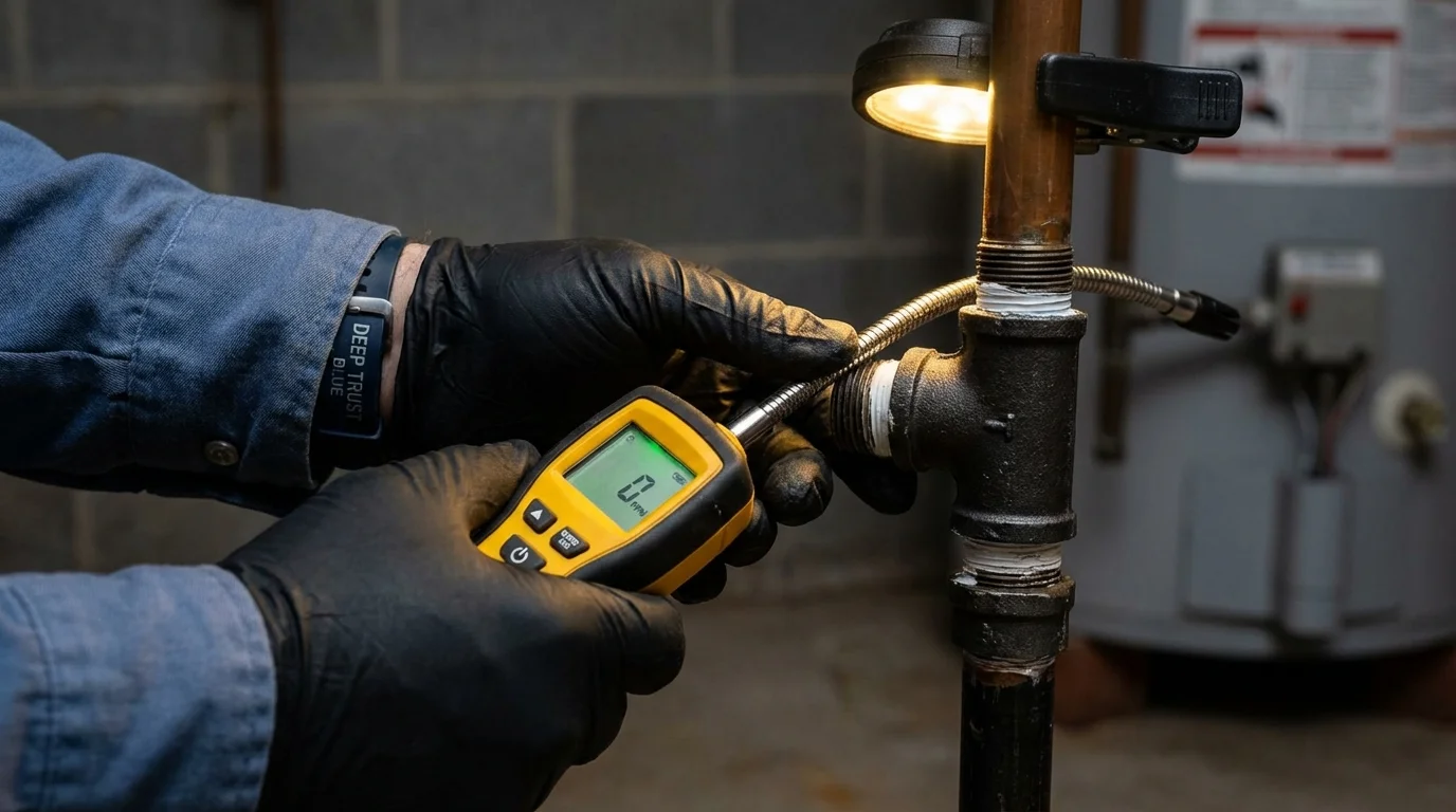 Gas leak detection with electronic sniffer by Johns Plumbing LLC in Decatur